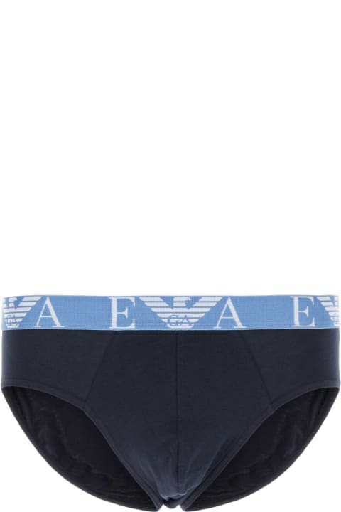 Emporio Armani Underwear Underwear for Men Emporio Armani Underwear Blue Stretch Cotton Brief Set