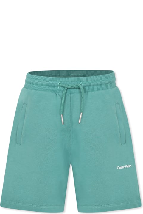 Calvin Klein ملابس تحتية لـ أولاد Calvin Klein Green Shorts For Kids With Logo