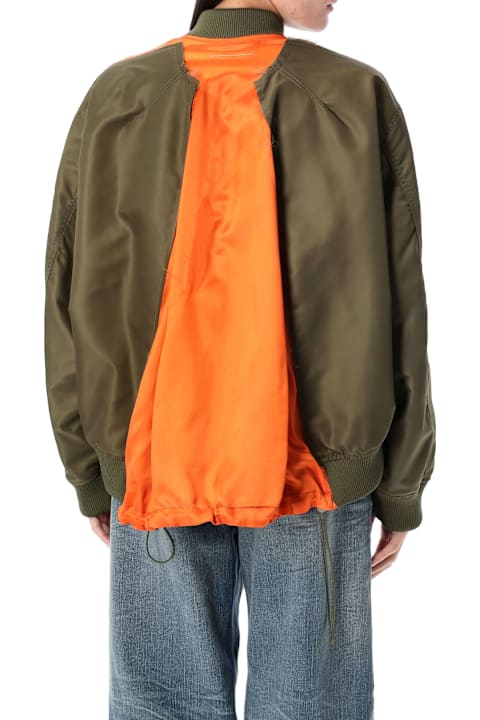 Clothing for Women MM6 Maison Margiela Bomber Jacket In Green Polyamide