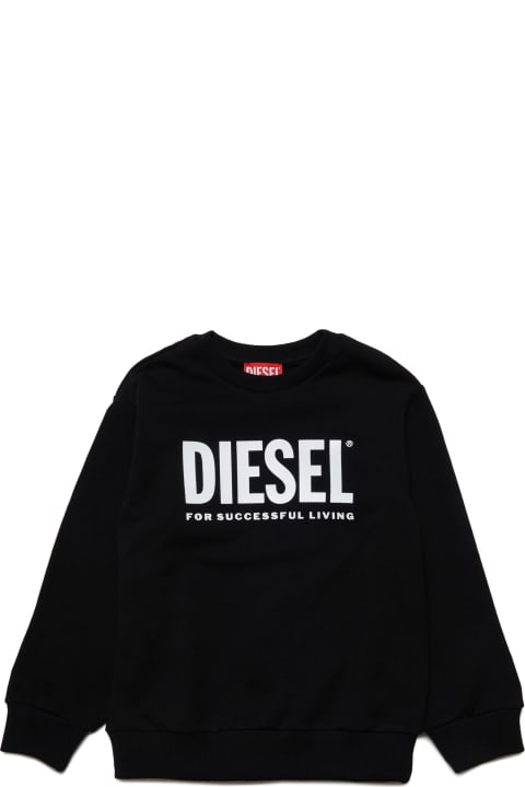Diesel for Kids Diesel Lsfort Di Over Sweaters Diesel Cotton Crew-neck Sweatshirt With Logo