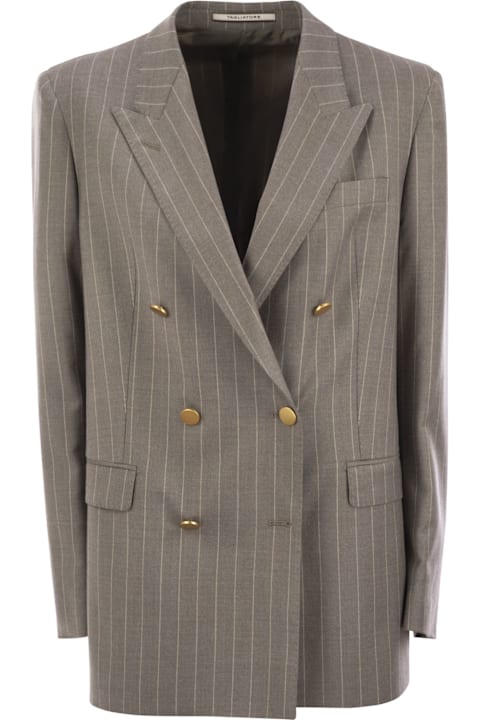 Homeware Tagliatore Stretch Wool Double-breasted Pinstripe Blazer
