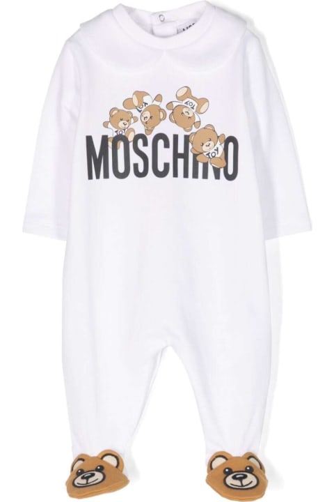 Fashion for Baby Boys Moschino White Onesie With Teddy Bear Print In Cotton Baby