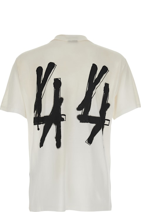 Homeware 44 Label Group White Crew Neck T-shirt With Logo On The Front And Maxi Logo On The Back In Cotton For Men