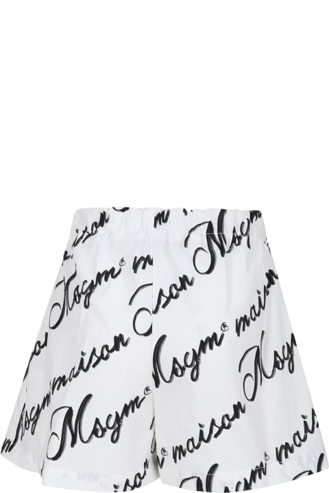 ガールズ MSGMのボトムス MSGM White Shorts For Girl With Logo