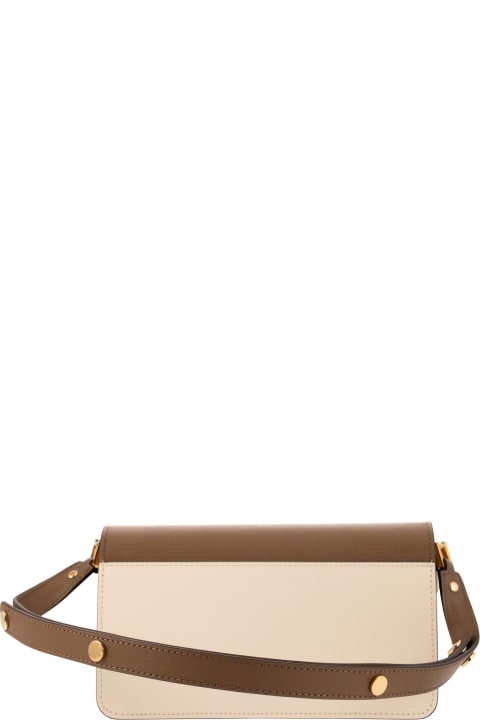 Marni for Women Marni White And Brown East/west Trunk Bag In Saffiano Leather