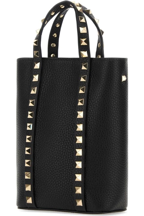 Valentino Garavani Totes for Women Valentino Garavani Black Leather Rockstud Handbag