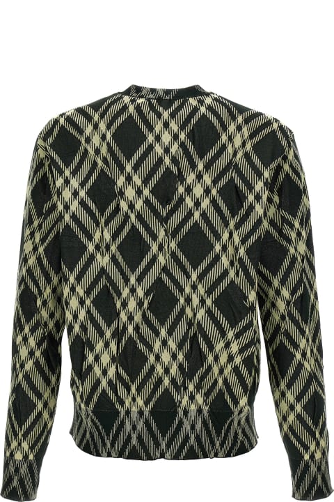 Sweaters for Men Burberry Check Ruffled Mesh