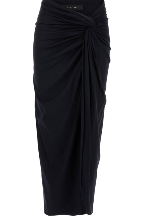 Federica Tosi for Women Federica Tosi Black Wrinkled Long Skirt In Techno Fabric Stretch Woman