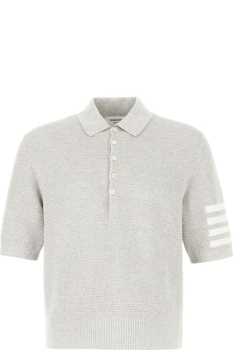 Thom Browne Topwear for Men Thom Browne Grey Linen Blend Polo Shirt