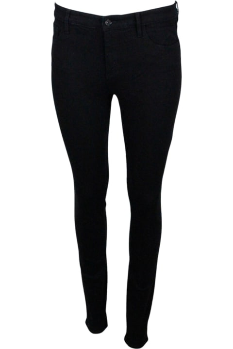 5-pocket Stretch Cotton Trousers With Rear Logo Skinny Fit
