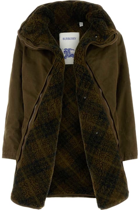 Burberry for Women Burberry Army Green Gabardine Reversible Jacket