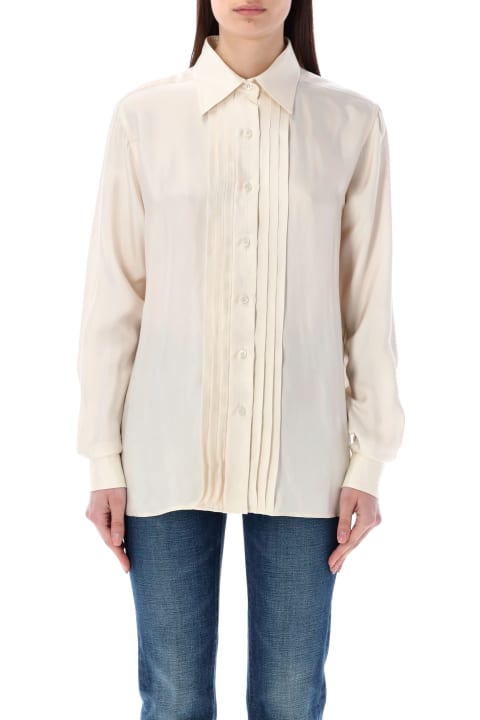Fashion for Women Tom Ford Fluid Viscose Silk Twill Shirt With Plisse Plastron