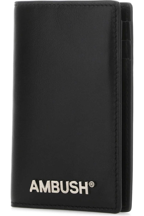 メンズ 財布 AMBUSH Black Leather Card Holder
