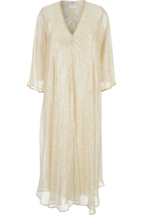 Forte_Forte for Women Forte_Forte Long Champagne Dress With V Neckline In Silk Woman
