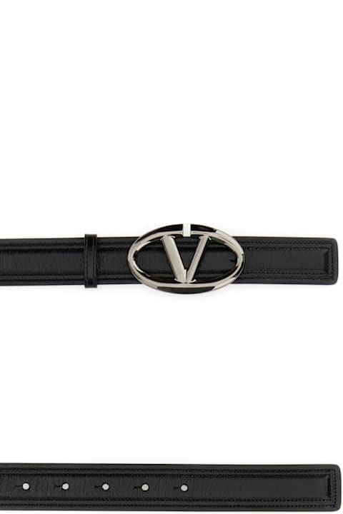 ウィメンズ Valentino Garavaniのアクセサリー Valentino Garavani Black Leather Vlogo Belt