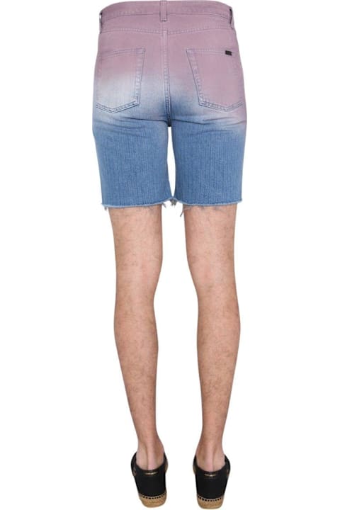 Homeware Saint Laurent Gradient Raw Edge Denim Shorts