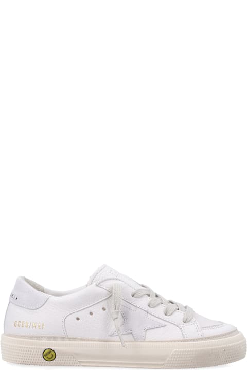 Homeware Golden Goose Golden Goose Kids May White Nappa Leather Sneakers