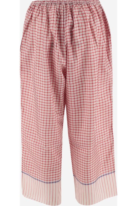 Péro Pants & Shorts for Women Péro Pure Silk Pants With Check Pattern