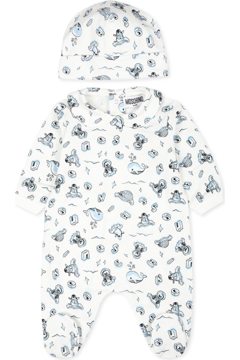 Moschino Bodysuits & Sets for Baby Boys Moschino Light Blue Set Babygrow For Baby Boy With Teddy Bear