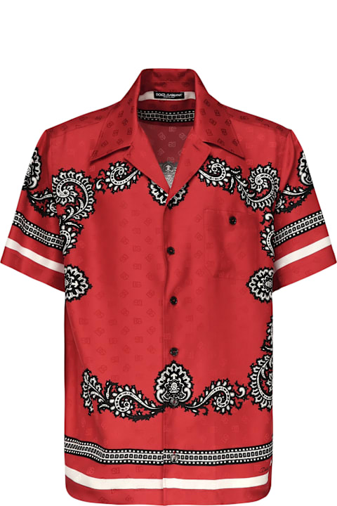 Shirts for Men Dolce & Gabbana Red Silk Shirt