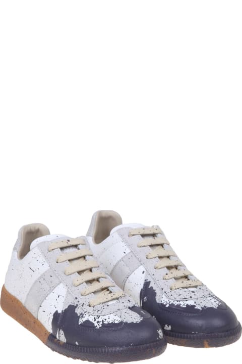 Sneakers for Women Maison Margiela Leather Sneakers With Paint Detail