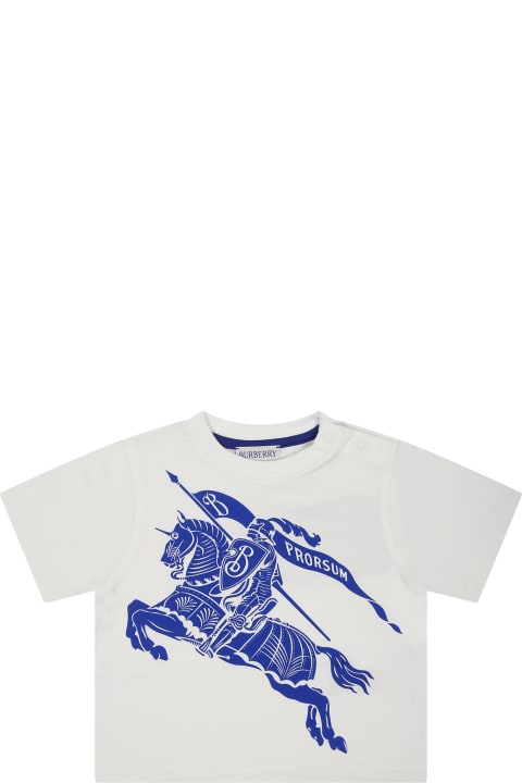Fashion for Kids Burberry White T-shirt For Baby Boy With Print