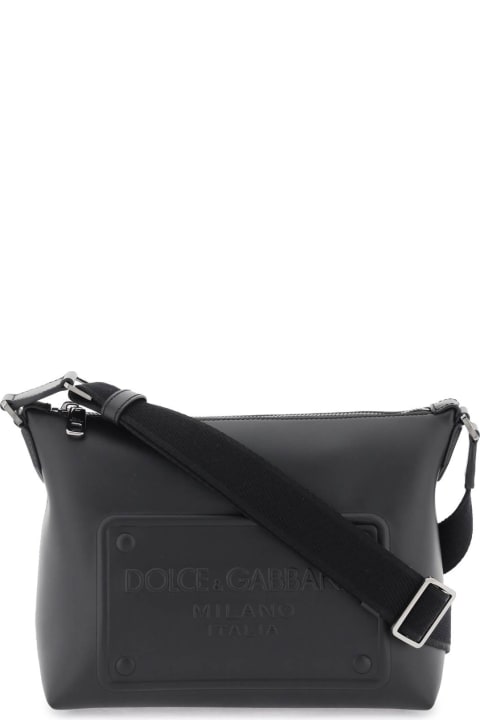 メンズ バッグ Dolce & Gabbana Leather Crossbody Bag With Debossed Logo