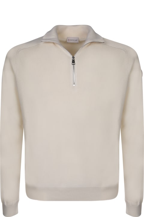 Moncler Sweaters for Men Moncler Mid-zip White Pullover