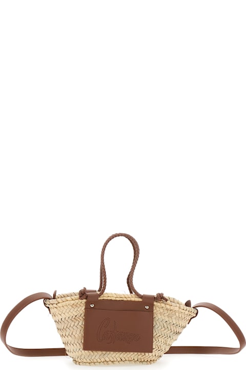 Homeware Castañer 
campania Mini/152
 Brown Tote Bag With Perforated Logo Lettering On The Front And Removable Leather Shoulder Strap In Rafia Woman