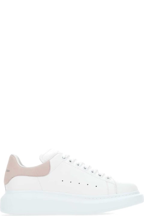 Alexander McQueen Shoes for Women Alexander McQueen White Leather Sneakers With Powder Pink Suede Heel