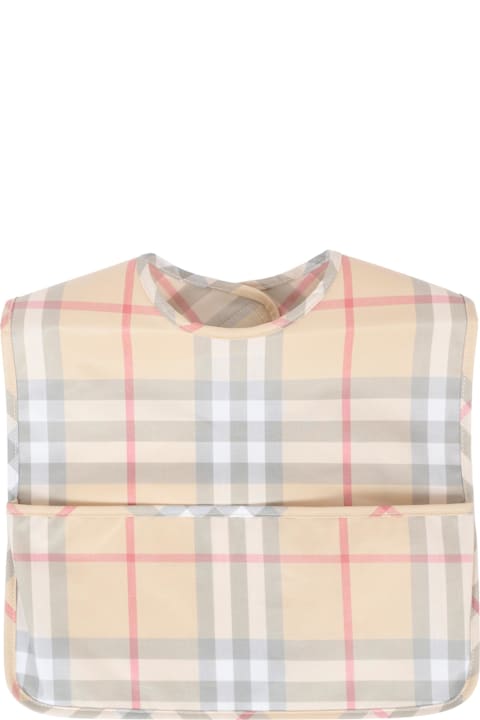 Homeware Burberry Beige Bib For Babykids With Vintage Check
