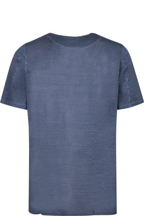 120% Lino Topwear for Men 120% Lino Blue Linen T-shirt