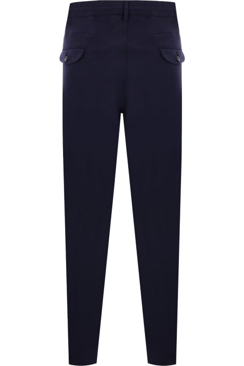 Eleventy Pants for Men Eleventy Blue Trousers With Drawstring In Fresh Wool