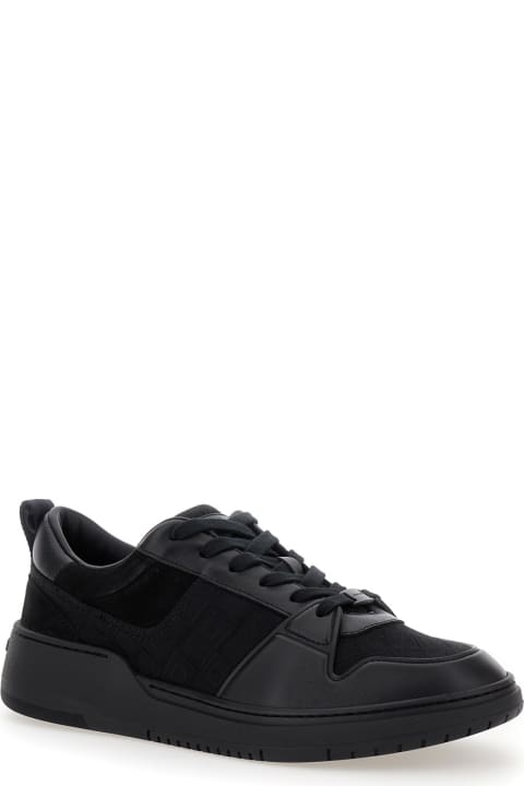 Ferragamo Sneakers for Men Ferragamo Black Low Top Sneakers With Intarsia And Tonal Plaque In Fabric And Leather Woman