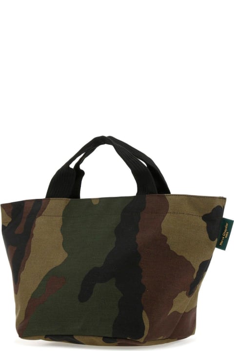 Hervè Chapelier حقائب توتي لـ القسم الرجالي Hervè Chapelier Printed Canvas 1027w Shopping Bag