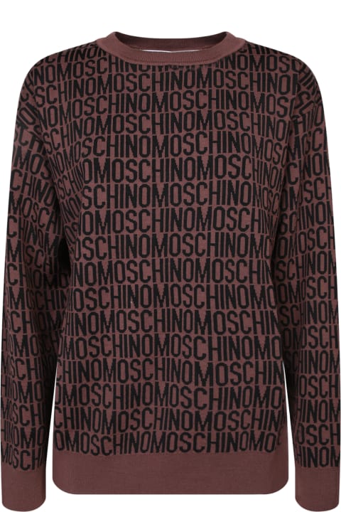 Moschino Women Moschino Logo Brown And Black Sweater