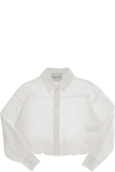 ガールズ Ermanno Scervino Juniorのシャツ Ermanno Scervino Junior White Shirt With Embroidery