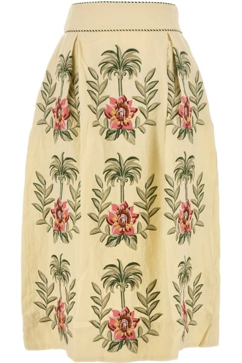 Farm Rio Clothing for Women Farm Rio Cream Linen Blend Skirt
