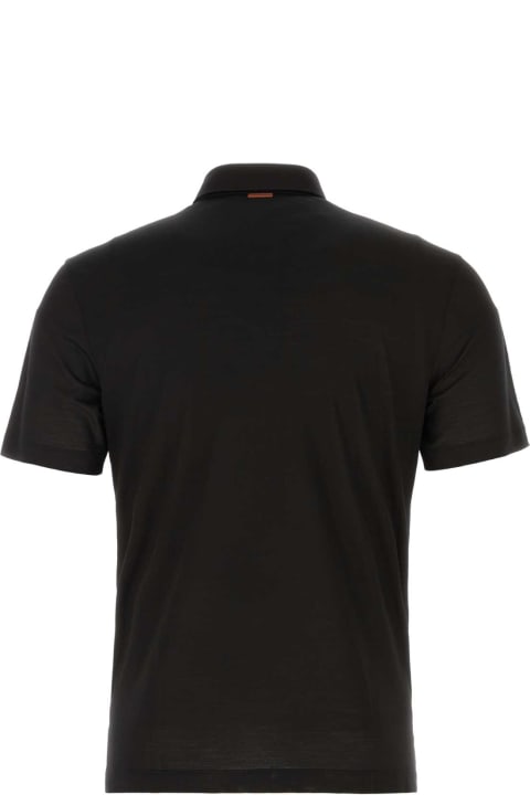 Topwear for Men Zegna Black Piquet Polo Shirt