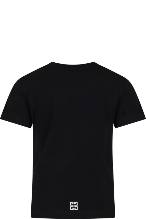 ボーイズ トップス Givenchy Black T-shirt For Boy With Logo