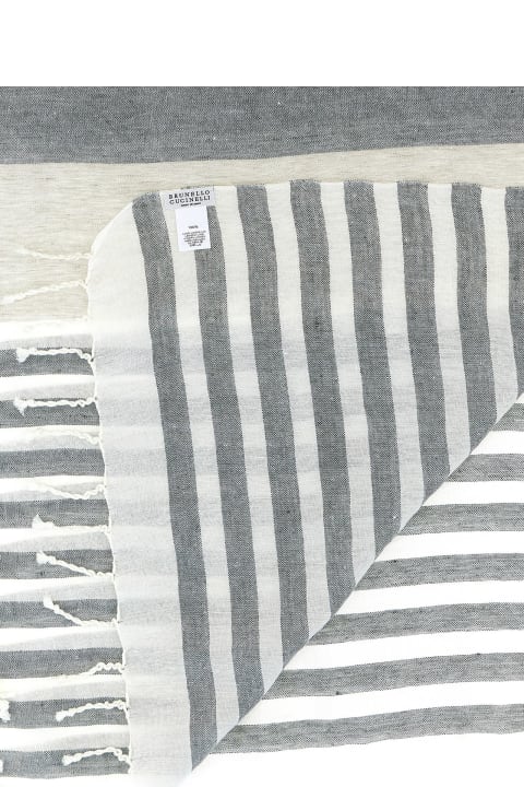 メンズ 水着 Brunello Cucinelli Striped Beach Towel