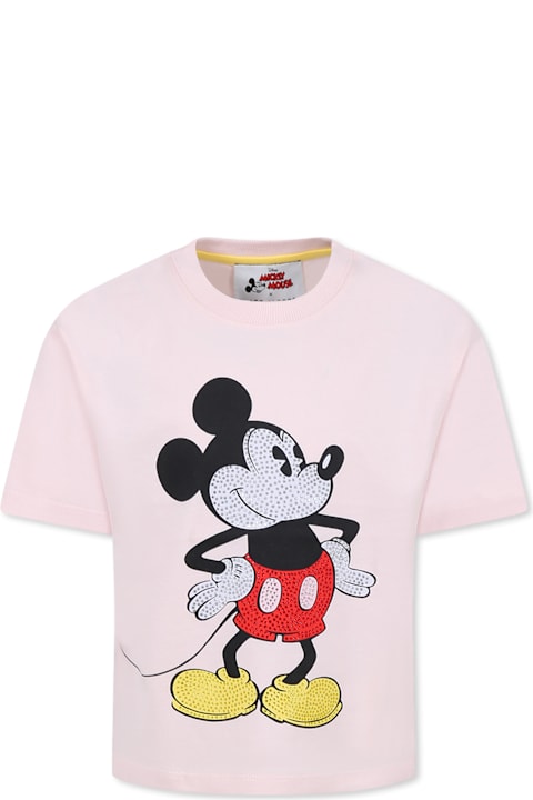 Topwear for Girls Marc Jacobs Pink T-shirt For Girl With Micky Mouse
