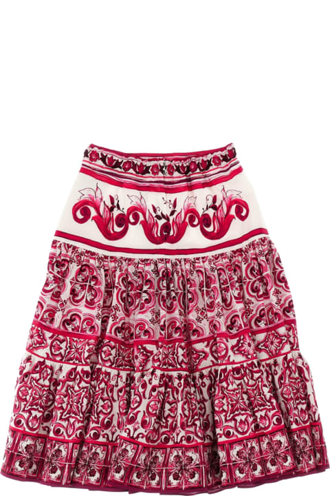Dolce & Gabbana Sale for Kids Dolce & Gabbana Long Skirt With Fuchsia Majolica Print
