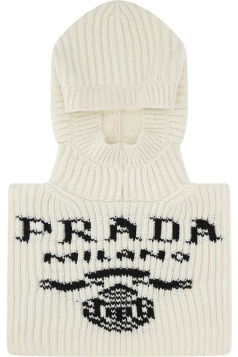 Prada Hats for Women Prada Ivory Cashmere Balaclava