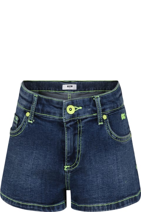 Bottoms for Girls MSGM Blue Shorts For Girl With Logo