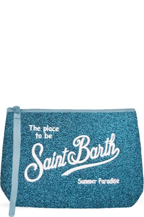 ウィメンズ新着アイテム MC2 Saint Barth Aline Light Blue Lurex Clutch Bag