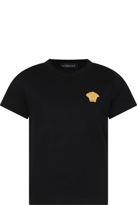 ウィメンズ新着アイテム Versace Black T-shirt For Kids With Medusa