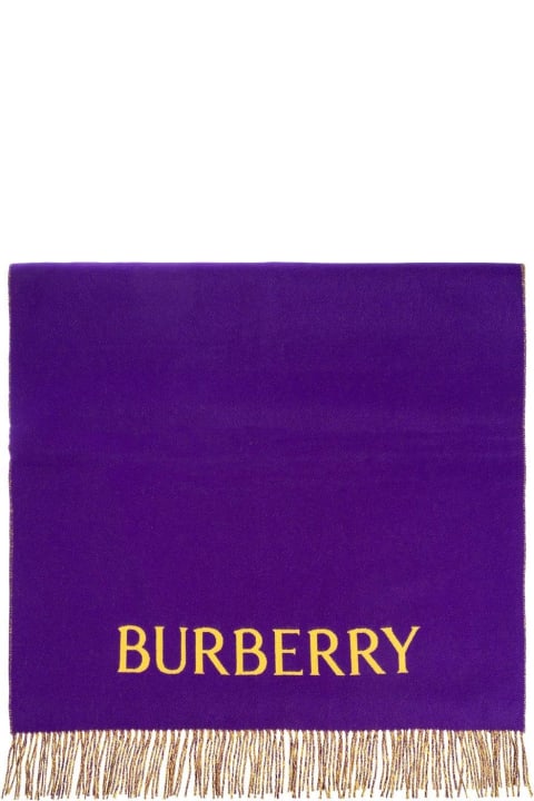 Burberry Scarves & Wraps for Women Burberry Logo Embroidered Fringed-edge Scarf