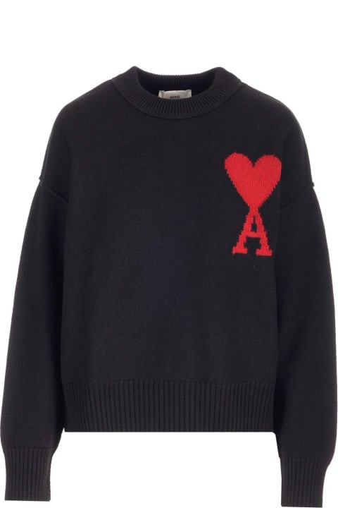 Ami Alexandre Mattiussi Sweaters for Men Ami Alexandre Mattiussi Black 'ami De Coeur' Sweater