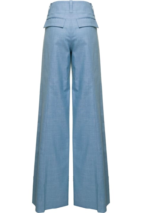 Seafarer Woman's Michelle Light Blue Palazzo Wool And Linen Trousers